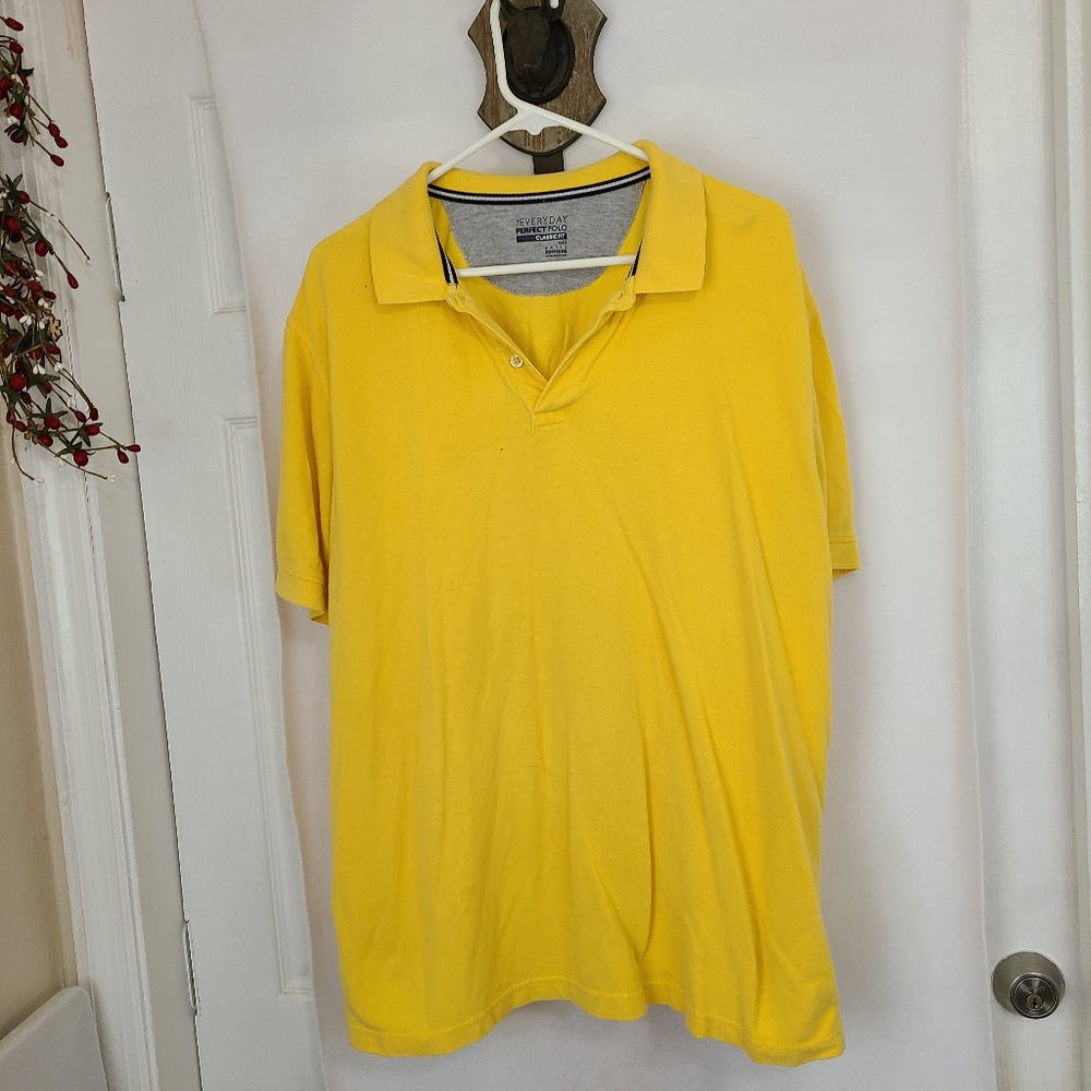 (746) Basic Editions Classic Fit Men's Polo Shirt, Size: XL Color: Yellow
